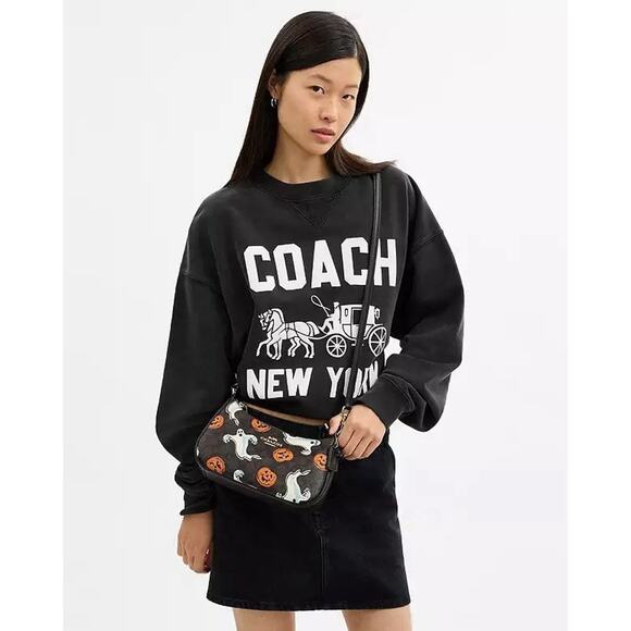 NWT Coach Teri Shoulder Bag In Signature Canvas Pumpkin Halloween 🎃Print CCE71 - Picture 12 of 16